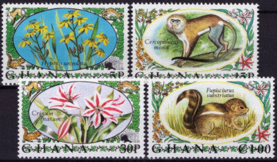 Ghana 450-453 MNH Plants Flowers Wildlife Monkeys Squirrels ZAYIX 021023S18