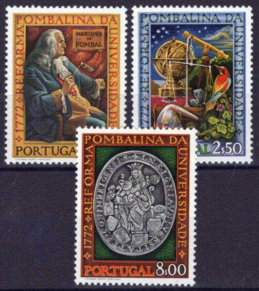 ZAYIX Portugal 1153-1155 MNH Science Marquis of Pombal Univ. Seal 031023S125M