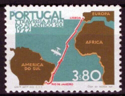 ZAYIX Portugal 1163 MNH 3.80e Map Flight Lisbon To Rio Planes 031023S137