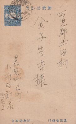 Japan Used Postal Card 1 1/2 Blue Provincial Card ZAYIX 031923SM28