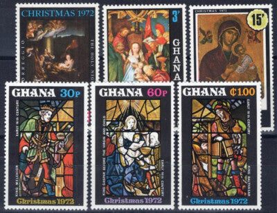 Ghana 466-471 MNH Christmas Virgin Child Paintings Stained Glass ZAYIX 111922S15
