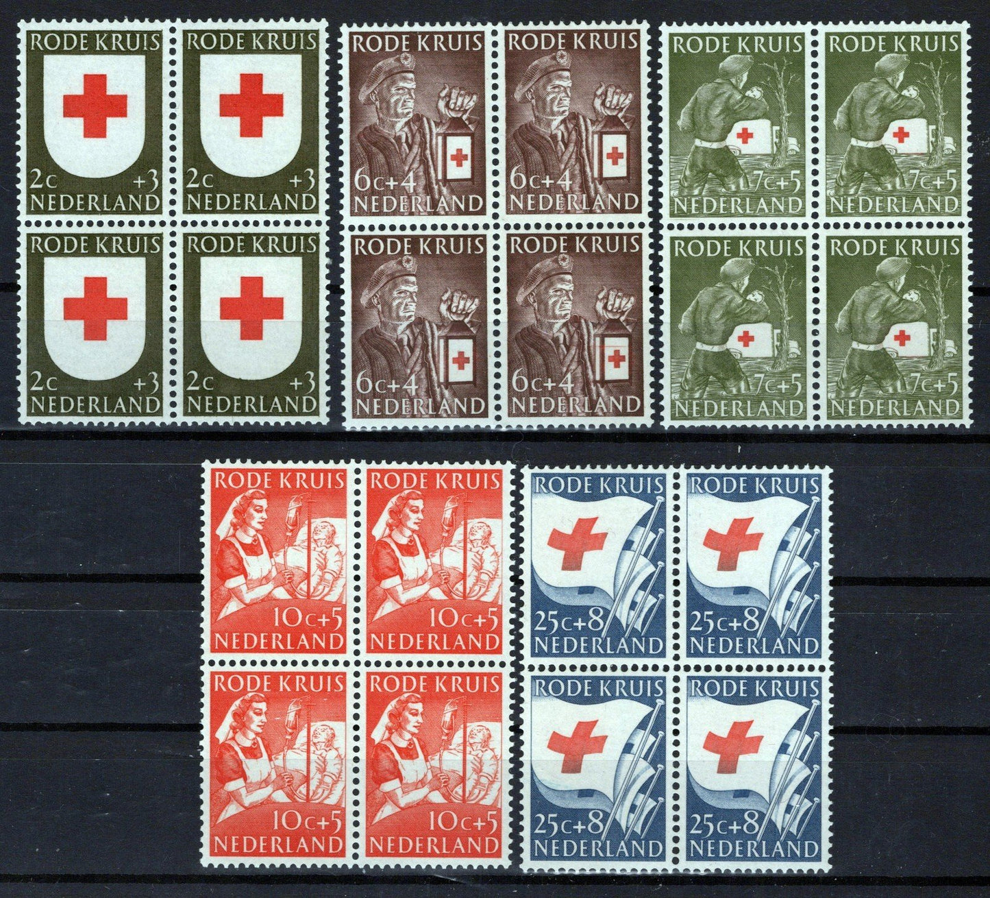Netherlands B254-B258 MNH Block Semi-Postal Red Cross Zayix Stamps 0225S0383