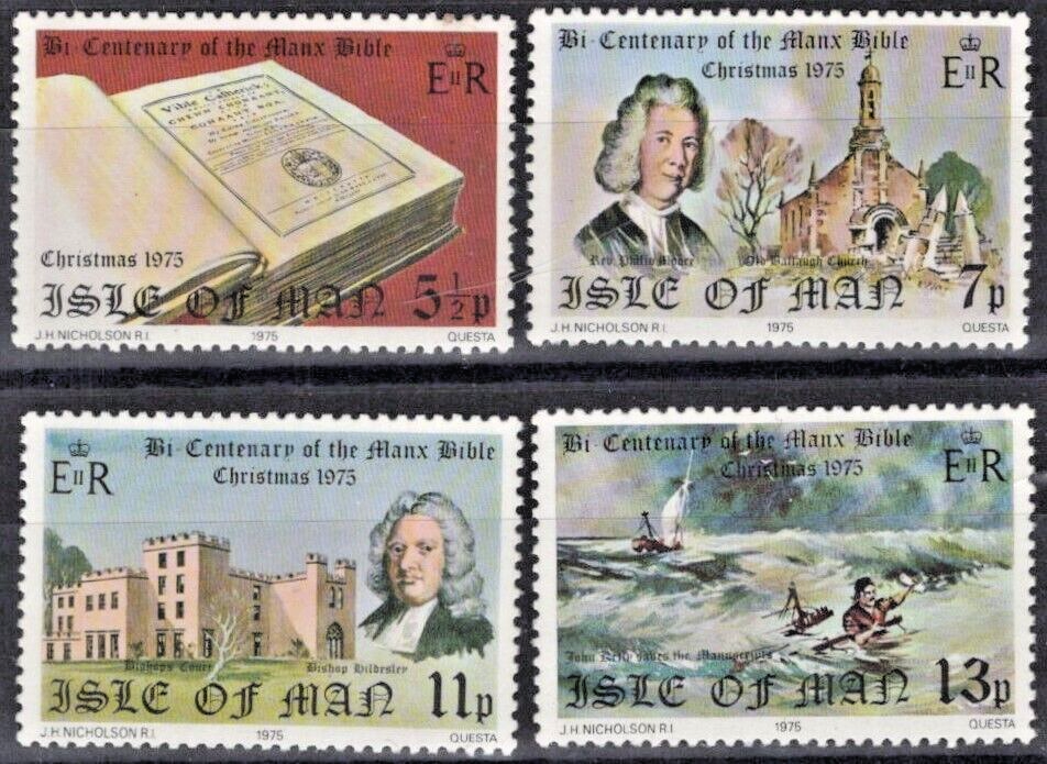 Great Britain Isle of Man 74-77 MNH Manx Bible Religion Castle ZAYIX 020722S46M