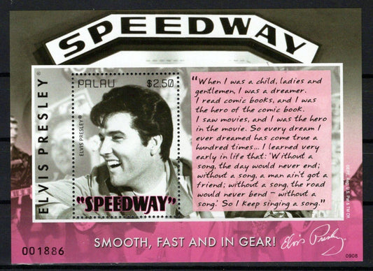 Palau 977 MNH Elvis Presley Speedway Music Cinema Entertainment ZAYIX 0624M0109