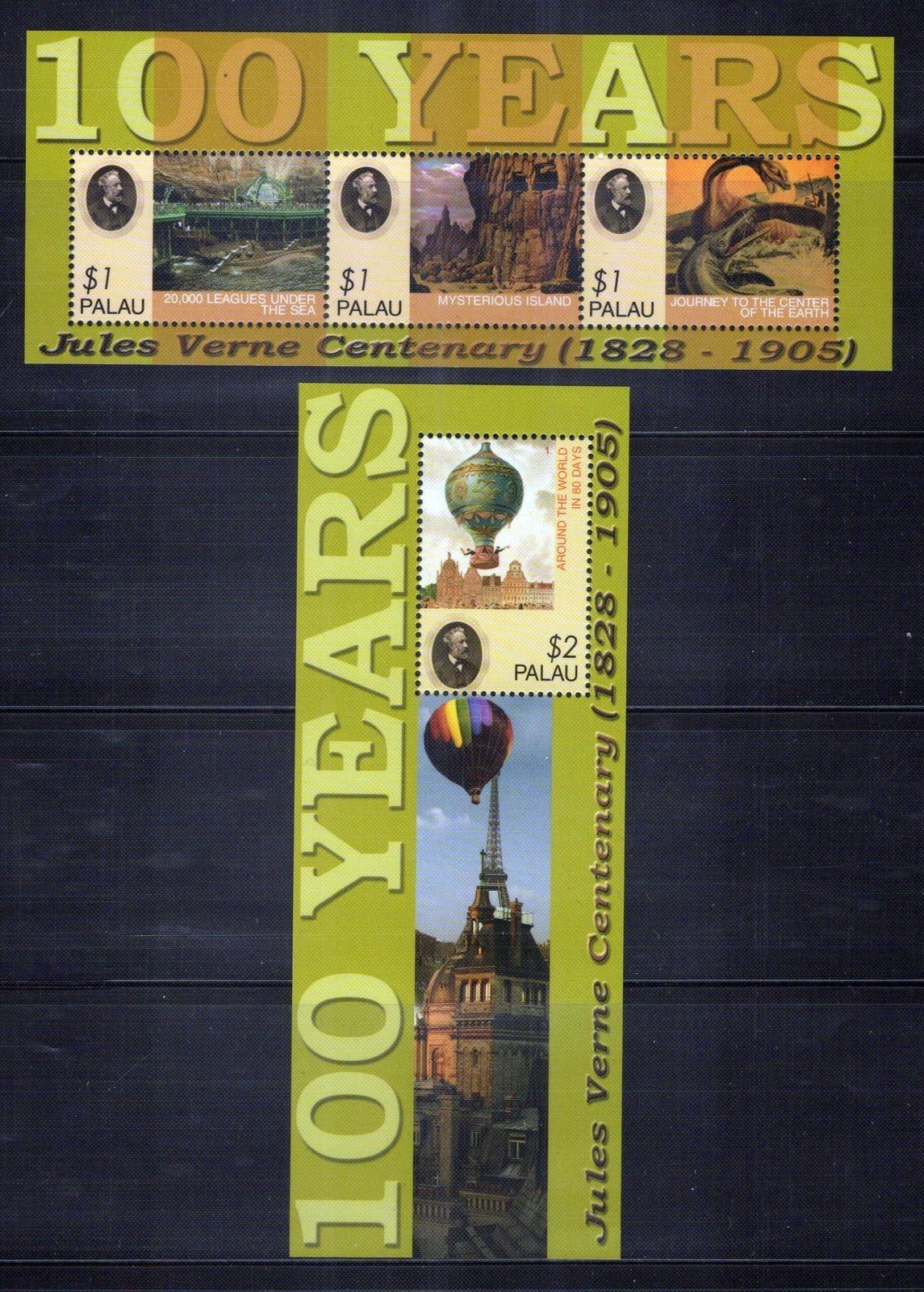 Palau 825-826 MNH Jules Verne Author Balloon Architecture ZAYIX 0624M0116M