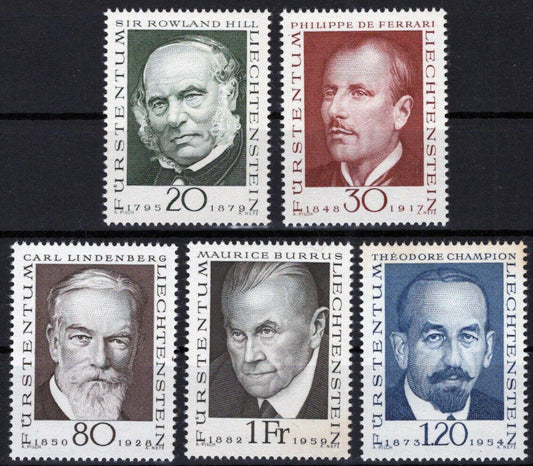 ZAYIX - 1968-69 Liechtenstein 447-451 MNH Pioneers of Philately 113022S50M