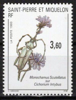 St. Pierre & Miquelon 588 MNH Insects Beetle Flowers ZAYIX 1024S0485M