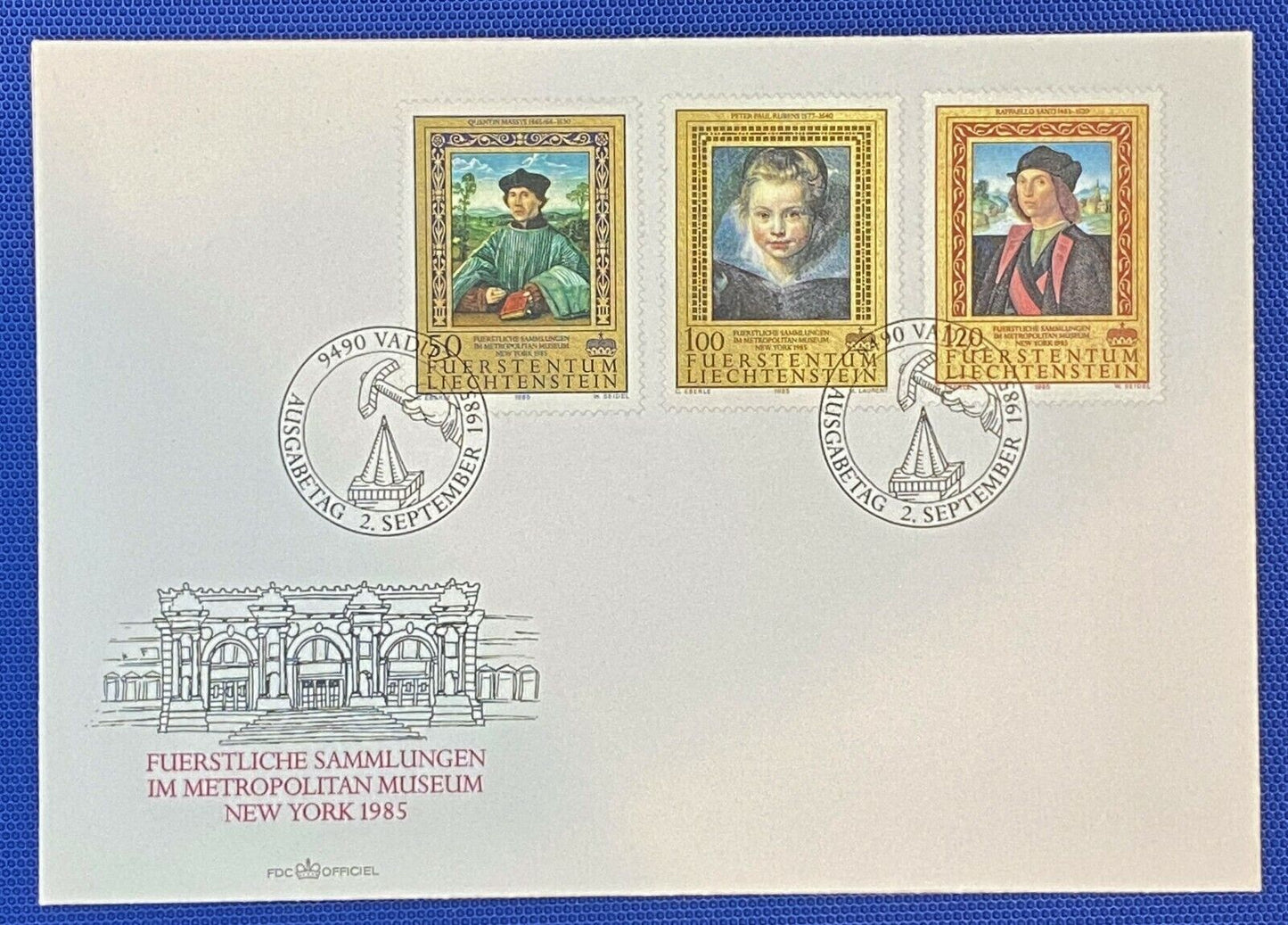 ZAYIX 1985 Liechtenstein Mi 881-883 FDC Art Portraits Paintings 011022-SM47M