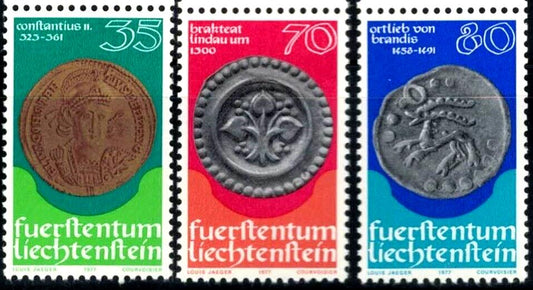 ZAYIX Liechtenstein 621-623 MNH Coins Banking Emperor Constantius 030822-S74