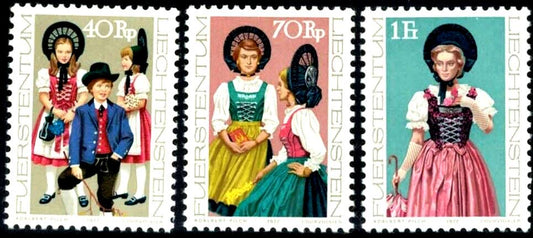 ZAYIX Liechtenstein 628-630 MNH Custom Dress Culture Costumes 030822-S76