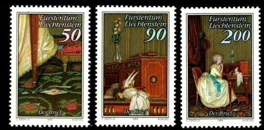 ZAYIX Liechtenstein 898-900 MNH Paintings, Details The Letter Flowers 031622-S35