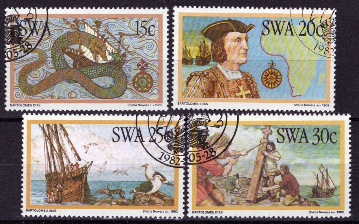 South West Africa SWA 491-494 CTO Explorers Maps Sea Monsters ZAYIX 0920252S86M