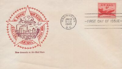 US C39-15 Grandy cachet FDC UA 6c carmine airmail DC-4 ZAYIX USFM102023047
