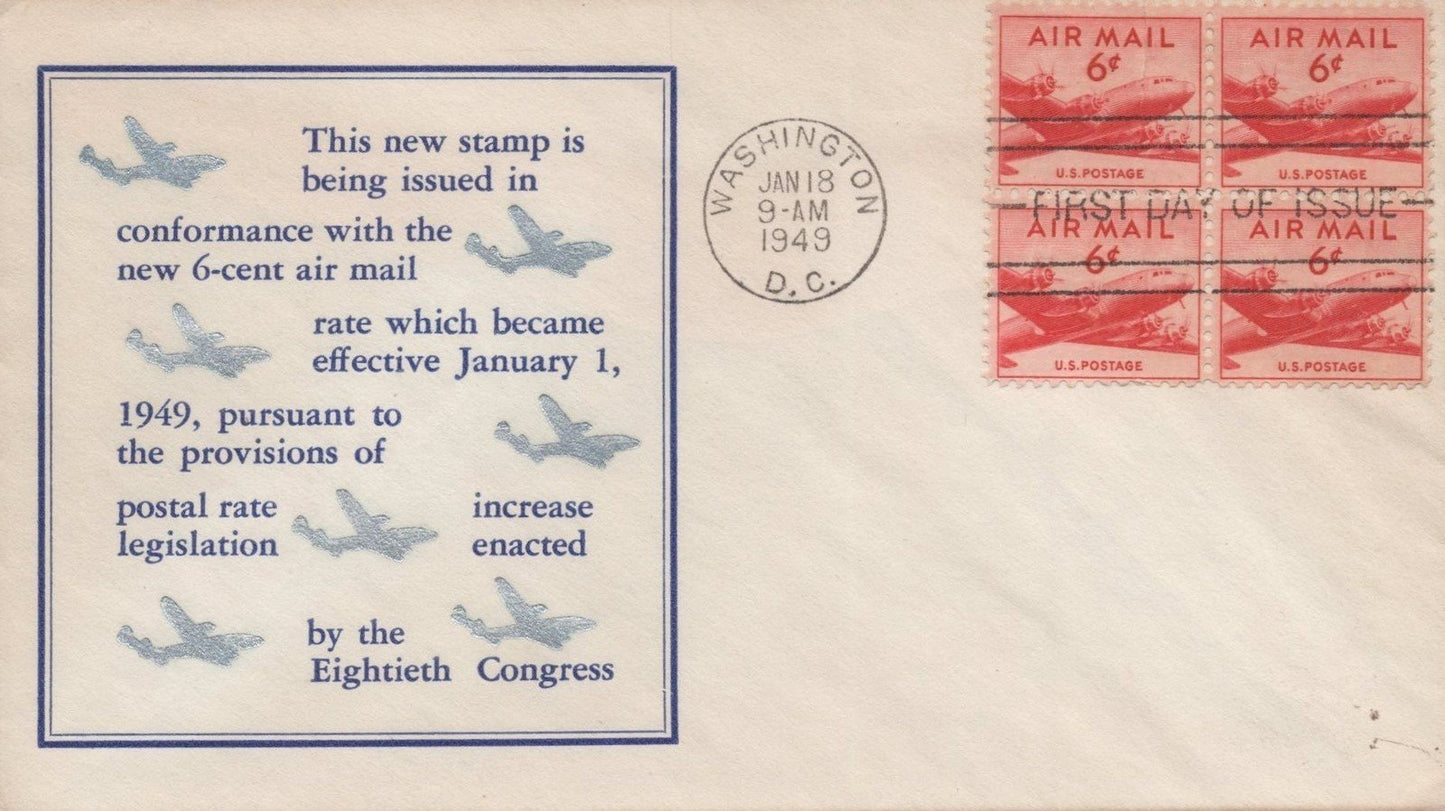 US C39-26 Von Ohlen cachet FDC UA block 6c carmine airmail ZAYIX USFM102023051