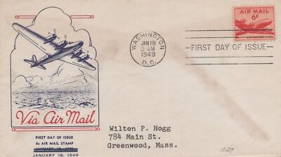 US C39-11 Fidelity Stamp Co FDC 6c carmine DC-4 airmail ZAYIX USFM102023057