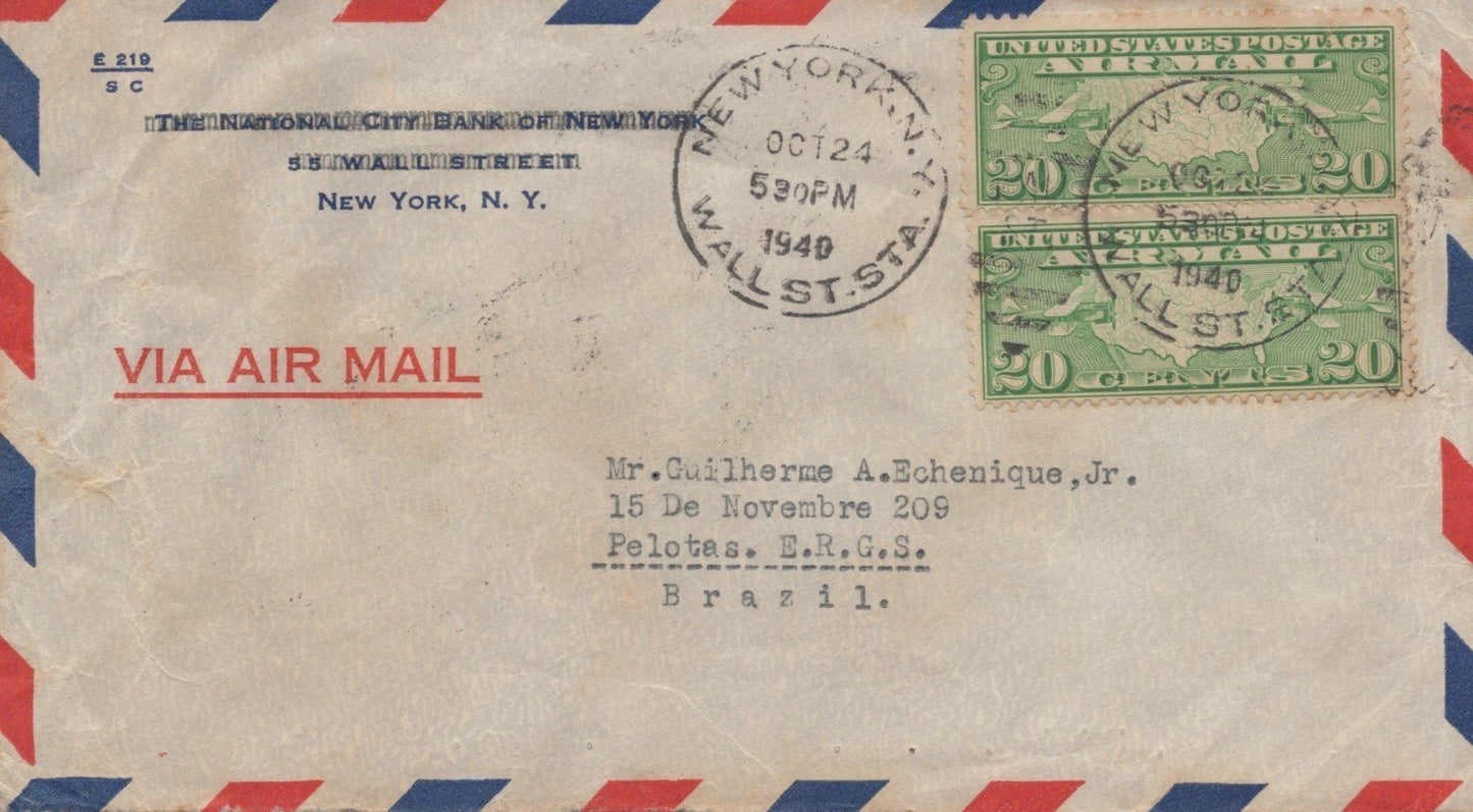 United States C9 Used NYC–Rio Grande del Sur–Pelotos Air Post ZAYIX
