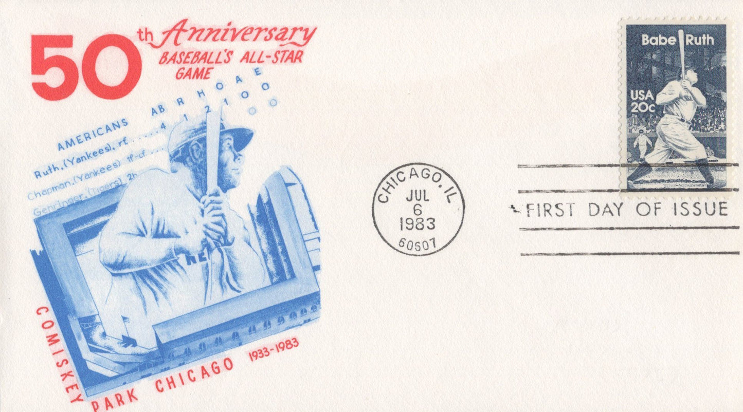 US Baseball Cover, 2046 FDC Comiskey Park Chicago, Babe Ruth ZAYIX 1024M0083