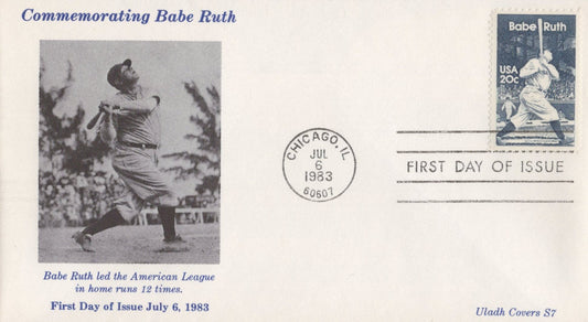 US 2046 FDC Baseball Uladh Covers Babe Ruth Leads American League ZAYIX 1024M0070