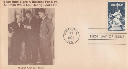 US 2046 FDC B aseball Philgraf Babe Ruth Signs Baseball for Gov. Al Smith ZAYIX 1024M0069