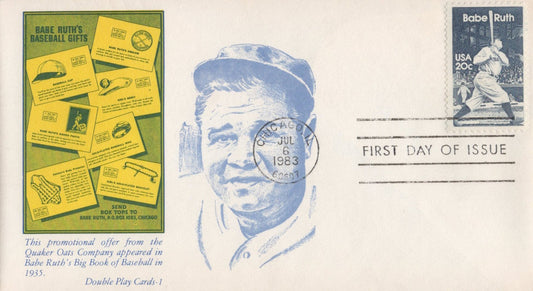 US 2046 FDC Babe Ruth Baseball Gifts Double Play Cards ZAYIX 1024M0062