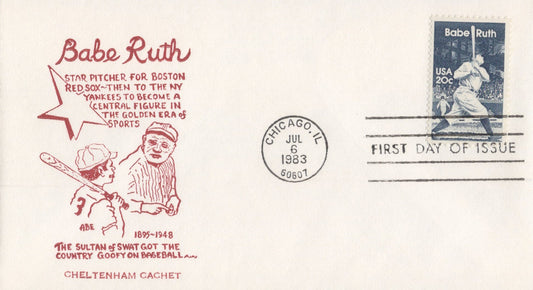 US 2046 FDC Baseball Cheltenham Cachet Babe Ruth Star Pitcher ZAYIX 1024M0056