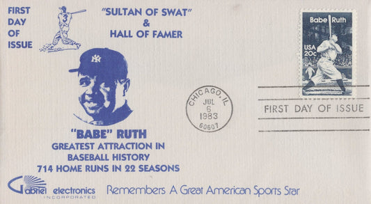 US 2046 FDC Baseball Gabriel Electronics cachet Ruth 714 Home Runs ZAYIX 1024M0052