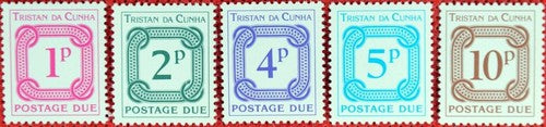 Tristan da Cunha J6-J10 MNH Postage Dues wmk 373 Crown & CA ZAYIX 011022SM31M