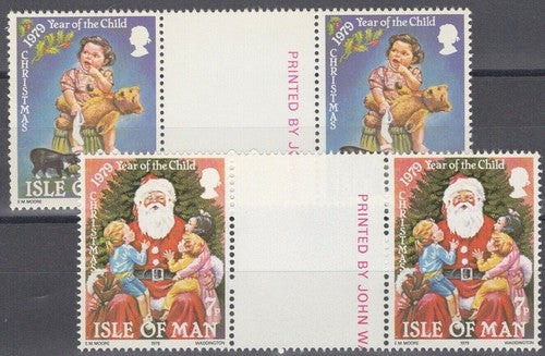 Isle of Man 156-157 MNH Gutters XMAS Santa Children ZAYIX 041322SM23M