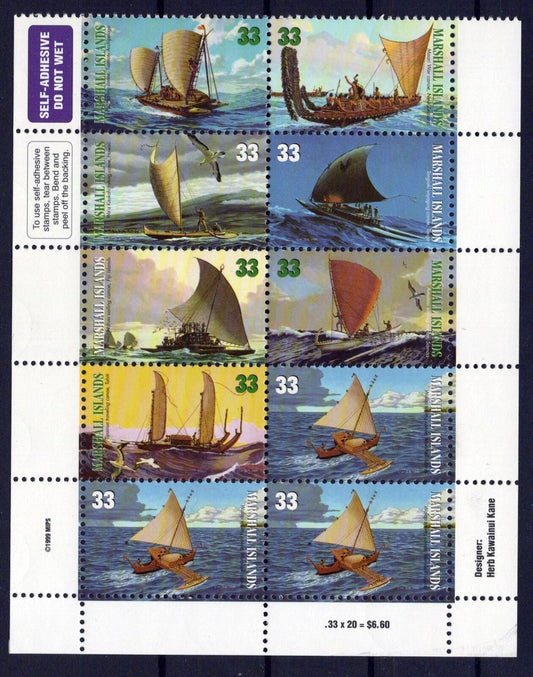Marshall Islands 698a MNH Self-Adhesive Canoes Boats Zayix Stamps 1024M0149M
