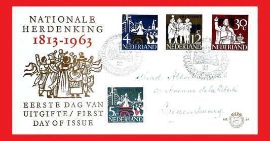 1963 Netherlands 418-21 / Mi 813-16 FDC - Prince William Landing / Ships