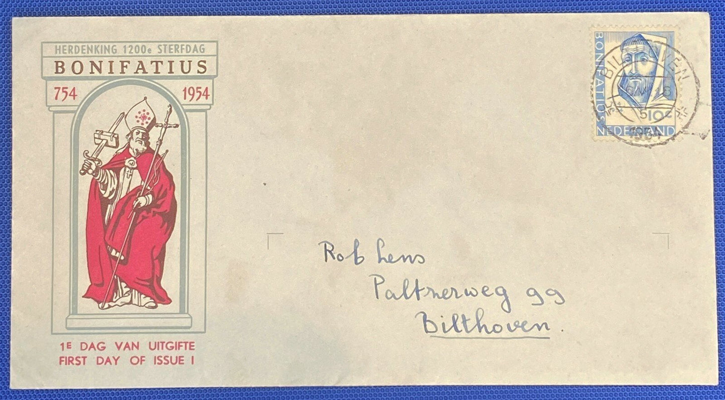 ZAYIX 1954 Netherlands 365 / Mi 643 / NVPH E17 FDC - Saint Boniface unopened