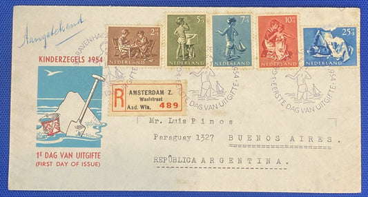 ZAYIX 1954 Netherlands B271-275 / Mi 649-653 / NVPH E19 FDC Child Welfare CV $57