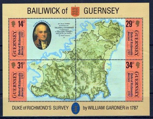 Guernsey 347 MNH Maps Duke of Richmond's Survey ZAYIX 0424M0122M