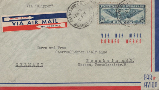 ZAYIX United States C24 Feb 1940 Cleveland to Germany Censor Opened 092323USF36
