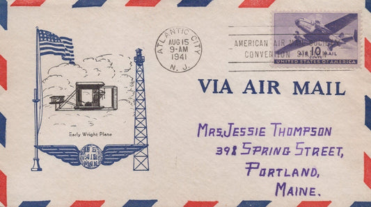 United States C27 FDC Unlisted cachect with Early Wright Plane ZAYIX 092323USF39