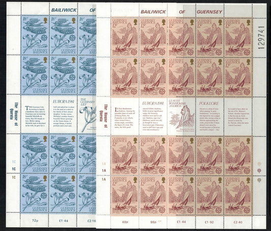 Great Britain Guernsey 222-223 MNH Europa CEPT Folklore sheets 72422SL21 ZAYIX 072422SL21