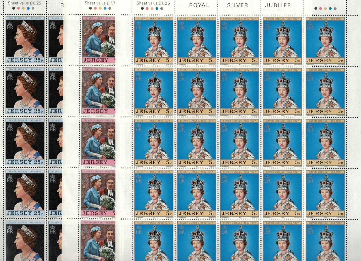 ZAYIX - Great Britain Jersey 168-170 MNH QE2 Silver Jubilee sheets 072422SL13