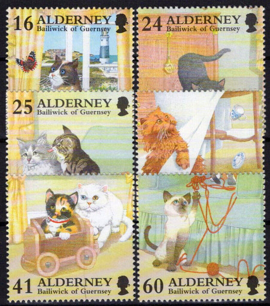 Alderney 92-97 MNH Domestic Cats Pets Animals