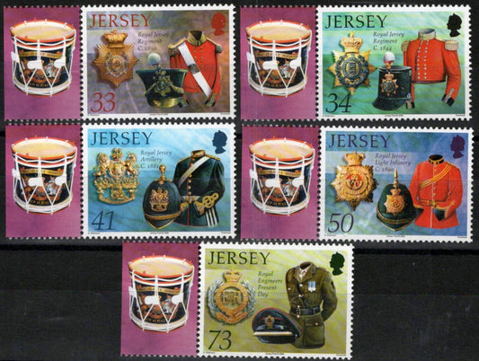 ZAYIX Jersey 1196-1200 MNH Royal Jersey Militia Uniforms Military War 092023S40M