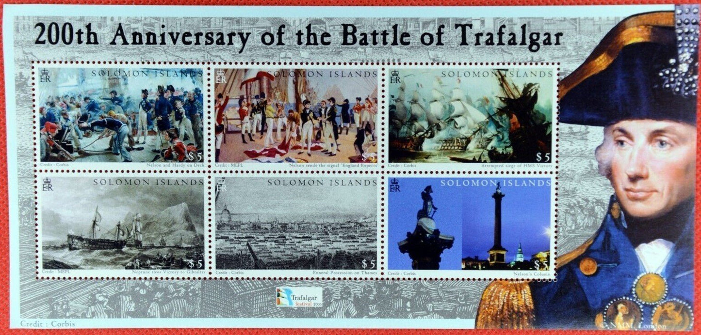Battle of Trafalgar 2005 Solomon Islands 992-995 MNH (4) Mini-Sheets ZAYIX