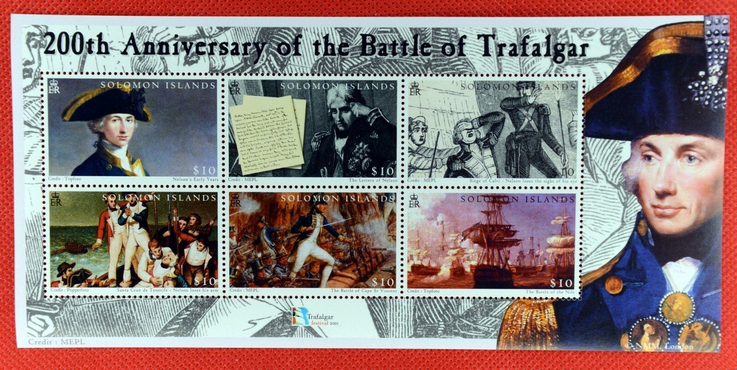 Battle of Trafalgar 2005 Solomon Islands 992-995 MNH (4) Mini-Sheets ZAYIX