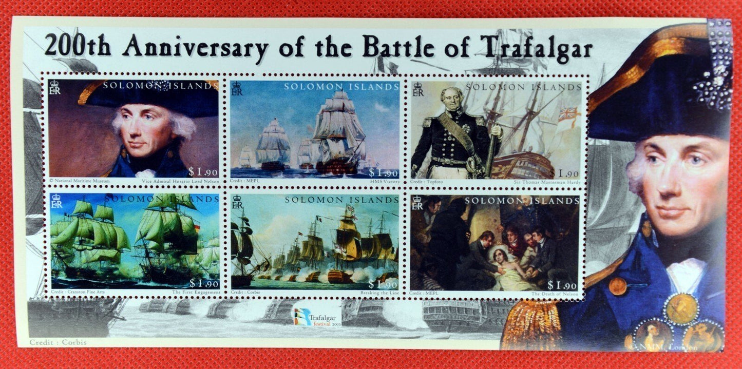 Battle of Trafalgar 2005 Solomon Islands 992-995 MNH (4) Mini-Sheets ZAYIX