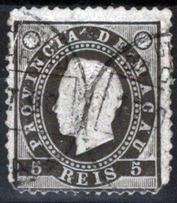 Macao 35 Used 5r black King Luiz Royalty ZAYIX 092022S152