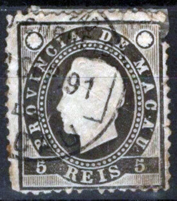 Macao 35 Used 5r black King Luiz Royalty ZAYIX 092022S151