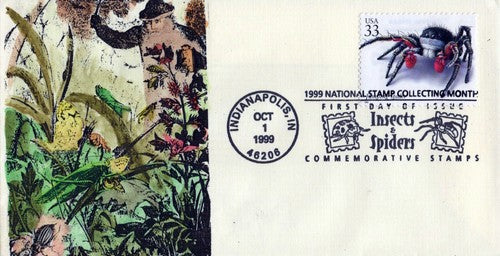 US 3354t FDC Jumping Spider hand-painted SMB Cachets01240255 ZAYIX 0124M0255