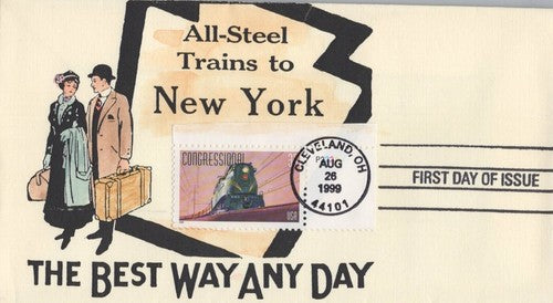 US 3334 FDC Famous Trains, Congressional hand-painted SMB Cachets01240269 ZAYIX 0124M0269