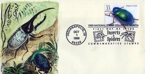US 3354e FDC Insects, Dogbane Beetle hand-painted SMB Cachets01240240 ZAYIX 0124M0240