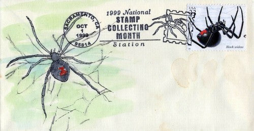 US 3354a FDC Spiders, Black Widow hand-painted SMB Cachets01240254 ZAYIX 0124M0254