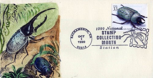 US 3354l FDC Insects, E. Hercules Beetle hand-painted Cachets01240241 ZAYIX 0124M0241