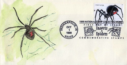 US 3354a FDC Spiders, Black Widow hand-painted SMB Cachets01240253 ZAYIX 0124M0253